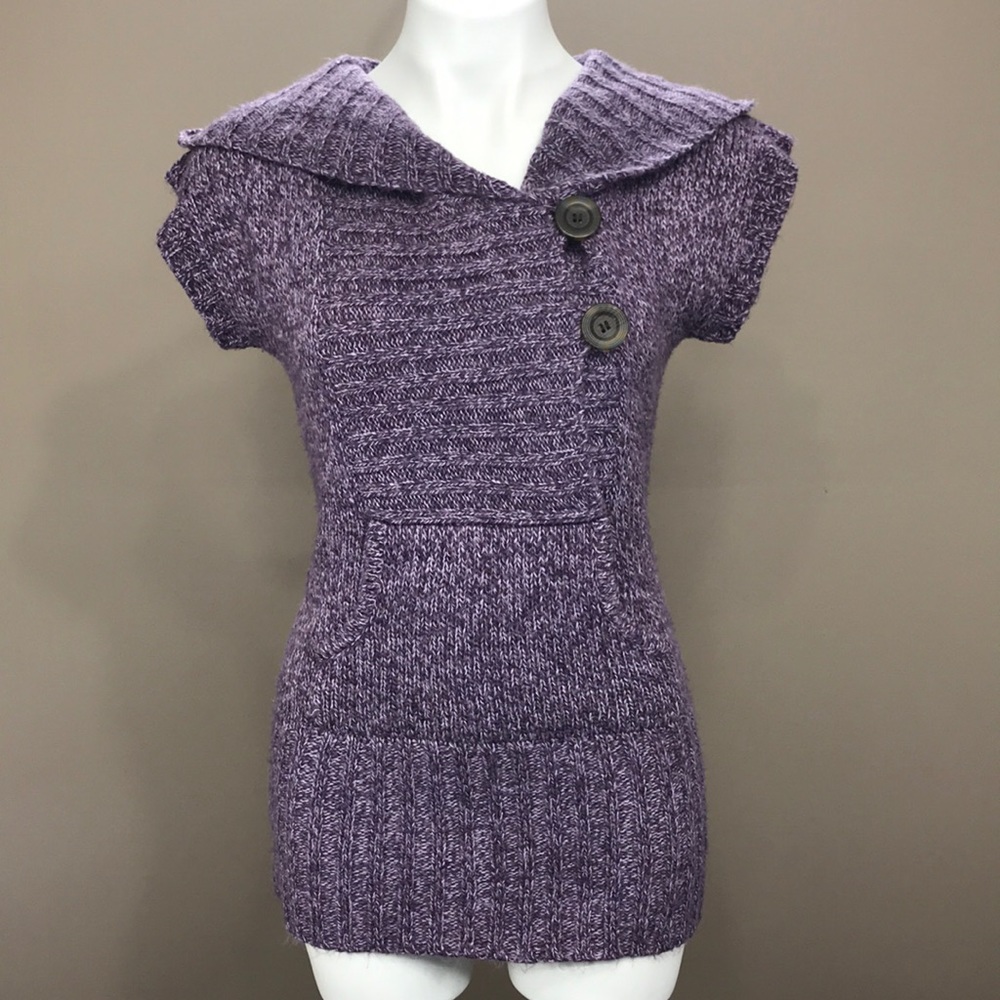 PINK ROSE Hooded Short Sleeve Sweater Size Small